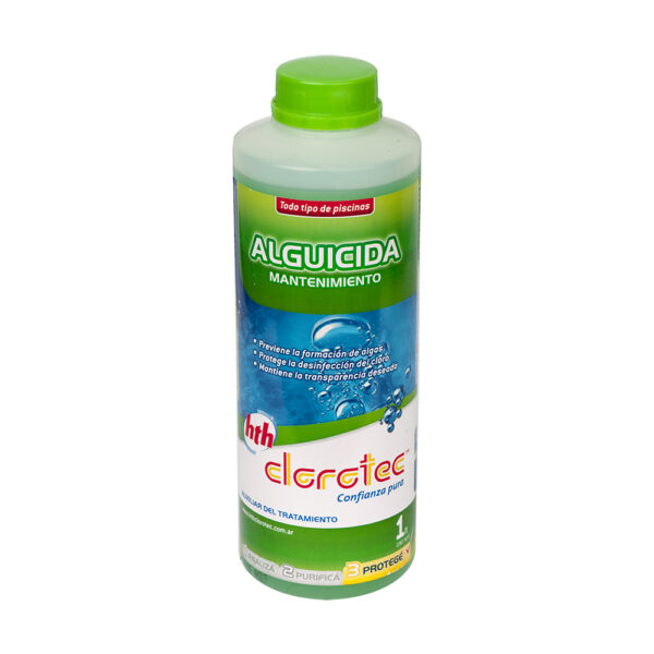 El Alguicida hth Clorotec: Previene la formación de algas, protege la desinfección del cloro y mantiene la transparencia deseada.