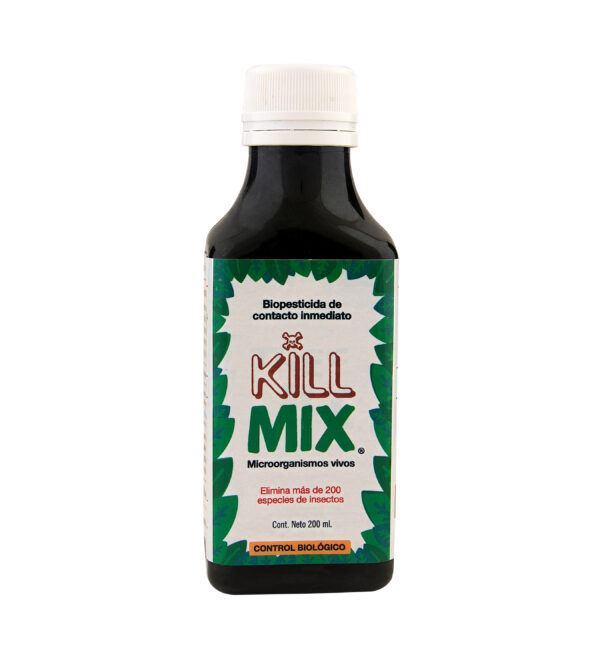 Tree Mix Kill Mix es un pesticida de contacto, 100% orgánico que mata más de 200 especies de insectos y no deja residuos en la planta.